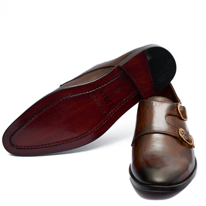 DOUBLE MONK TWO TONE LEATHER SHOE