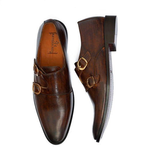 DOUBLE MONK TWO TONE LEATHER SHOE
